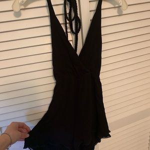TOBI Black romper with ties and detailed bottom